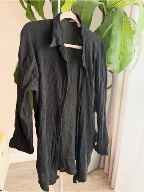ASOS Black Women's Lightweight Open-Front Shirt Jacket